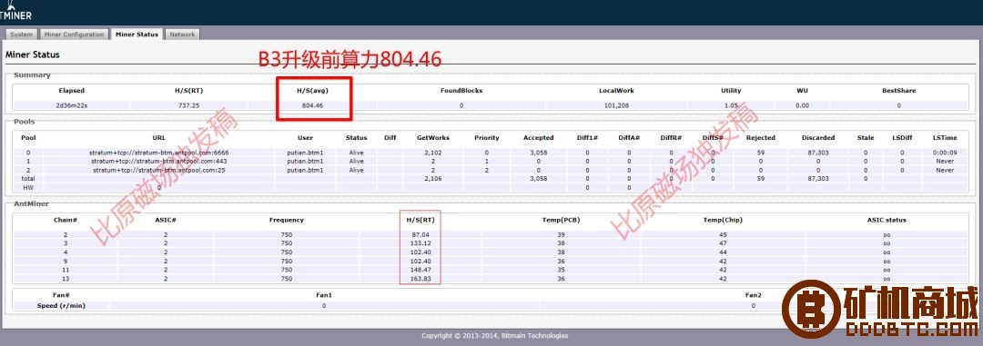 蚂蚁B3矿机固件升级提升算力1031H(比原链矿机)  蚂蚁矿机 210930dmoxnoeocvmgonn4